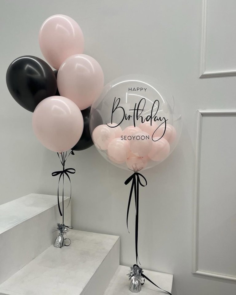 Набор шаров Happy чёрные розовые шары