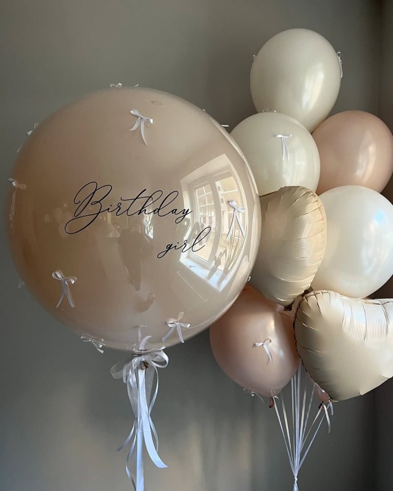 Набор шаров кремовые с большим шаром и фонтаном