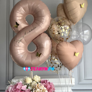 Композиция шаров на 8 марта белые и бежевые