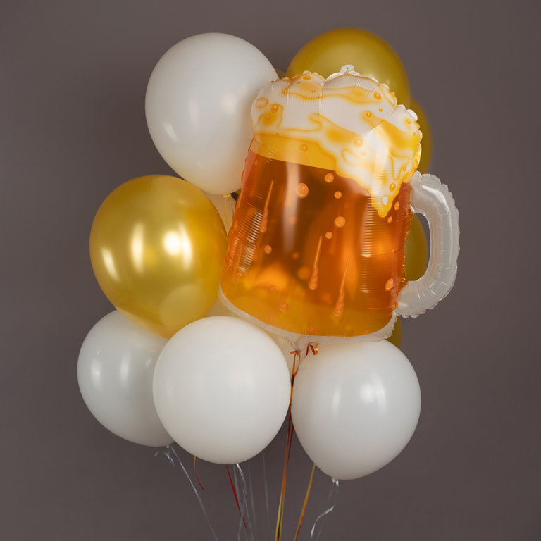 Воздушные шары на день рождения мужчине, коллеге бокал пива