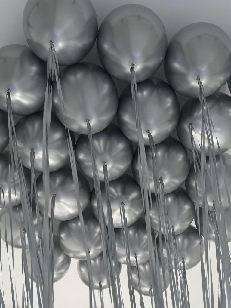 Шары под потолок серебреные на дождике 30 штук