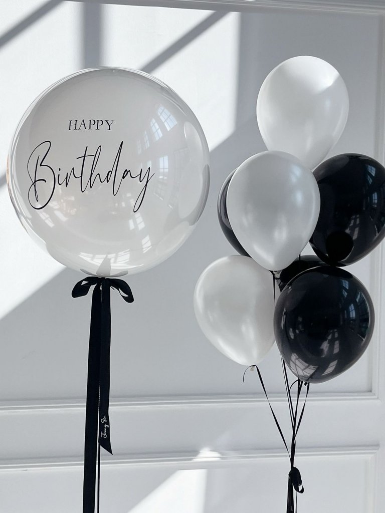 Набор шаров  с гелием белые и чёрные