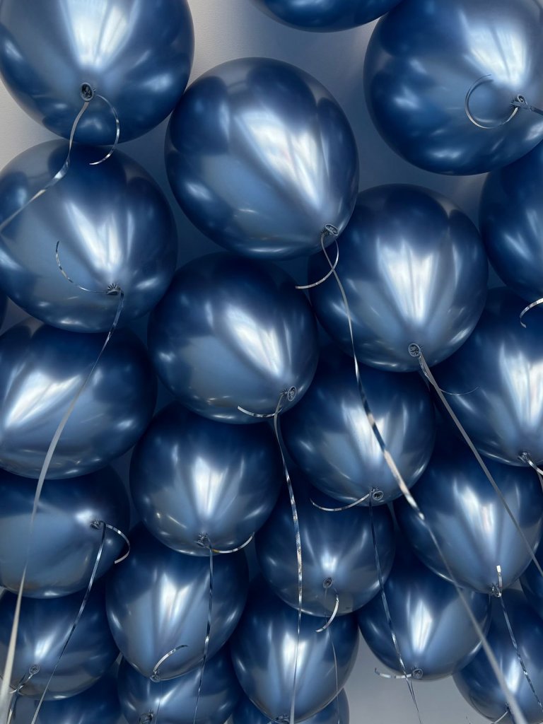 Шары под потолок синий хром 20 штук