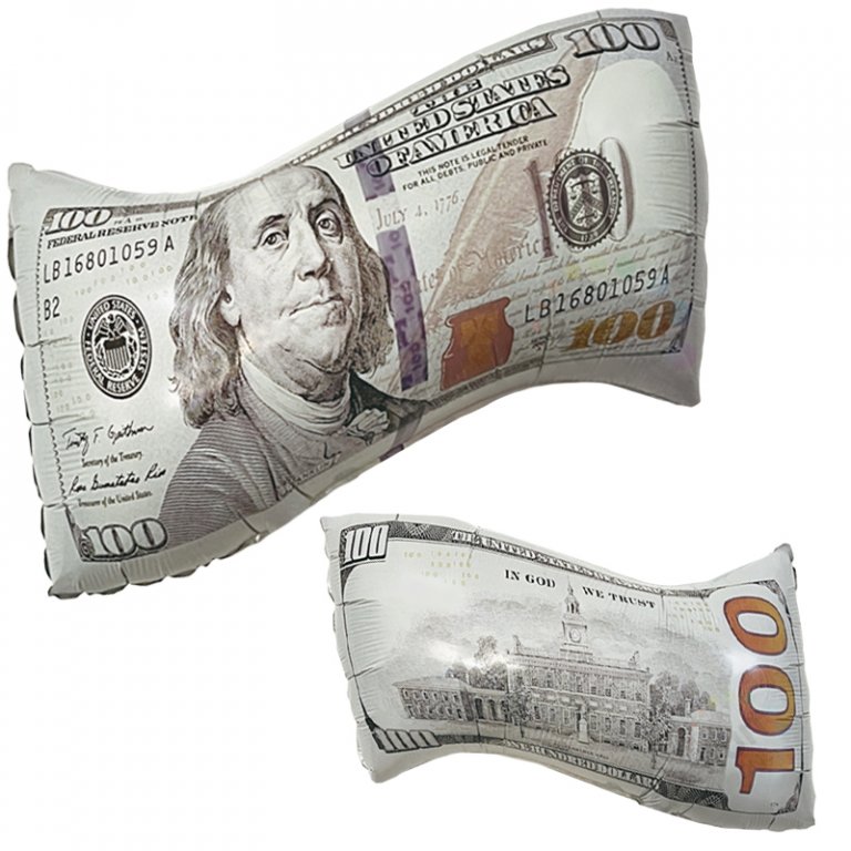 Фольгированный шар фигура,  Доллары, 66 см