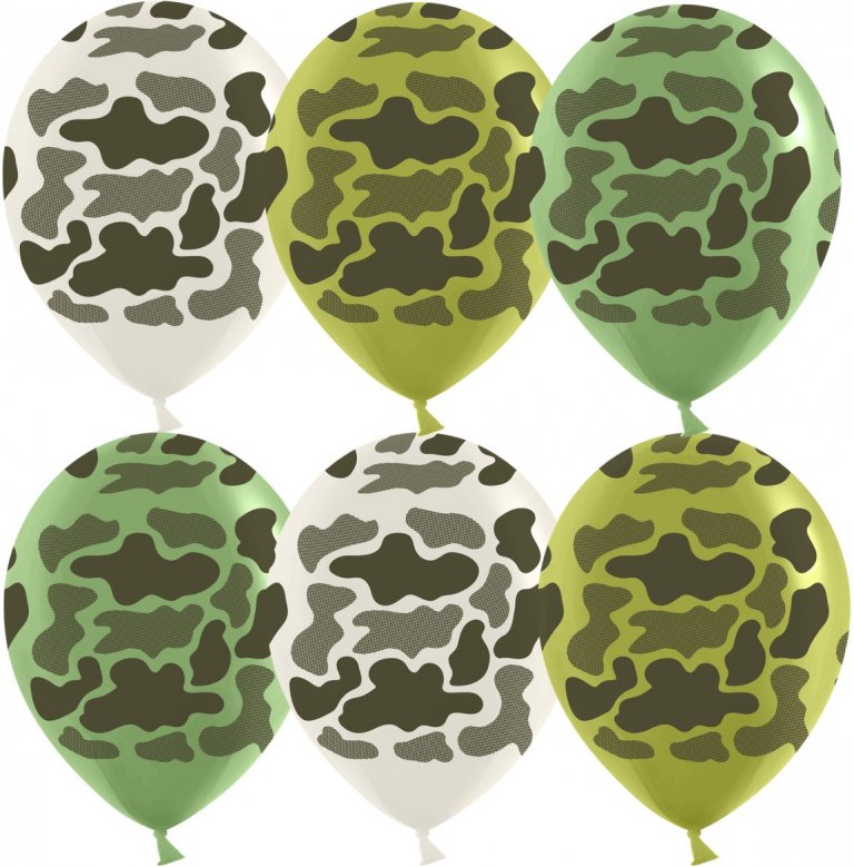 Шар (12''/30 см) Камуфляж, Ассорти, пастель, 5 ст