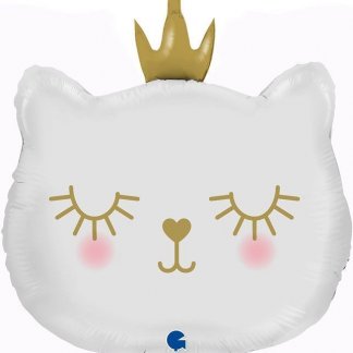 Шар (21''/53 см) Фигура, Котенок Принцесса, Белый