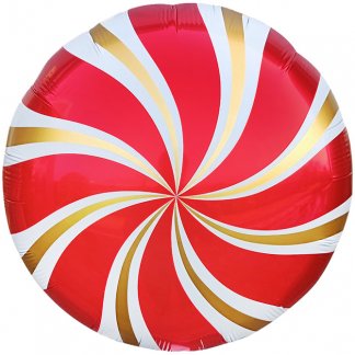 Фольгированный круг 46 см, Леденец (красно-золотой)