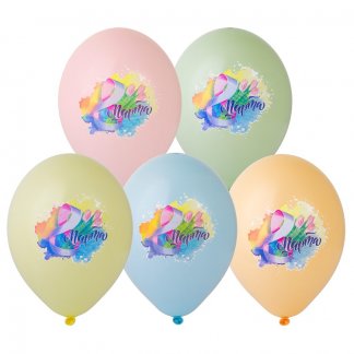 Шар с рисунком 14 8 Марта Тюльпаны полн