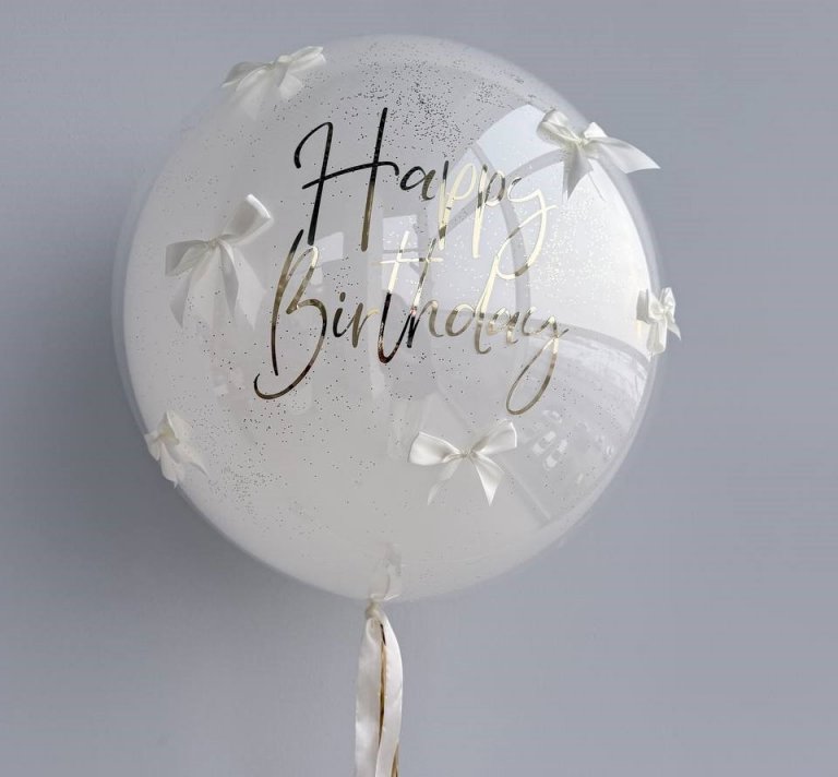 Шары большой белый с бантиками