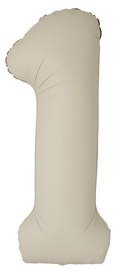 Шар (40''/102 см) Цифра, 1 Slim, Кремовый Латте, Матовый