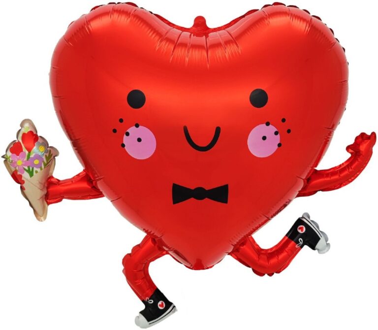 Шар (26''/66 см) Сердце, Влюбленный смайл, Красный
