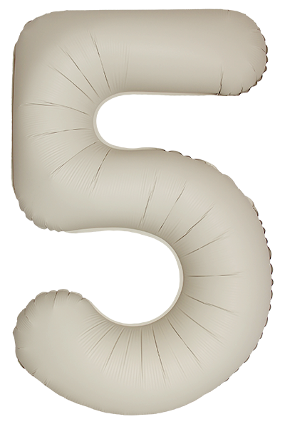 Шар (40''/102 см) Цифра, 5 Slim, Кремовый Латте, Матовый