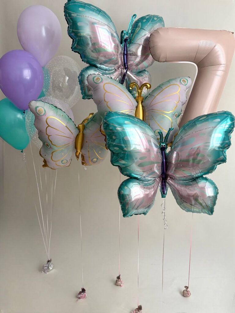Шары с гелием на день рождения,шары бабочки