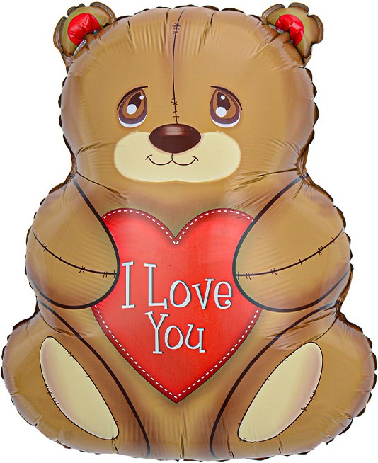 Шар (27''/69 см) Фигура, Мишка с сердцем