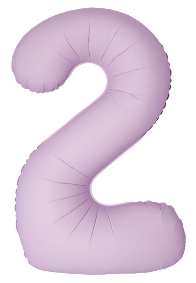Шар (40''/102 см) Цифра, 2 Slim, Светло-розовый, Матовый