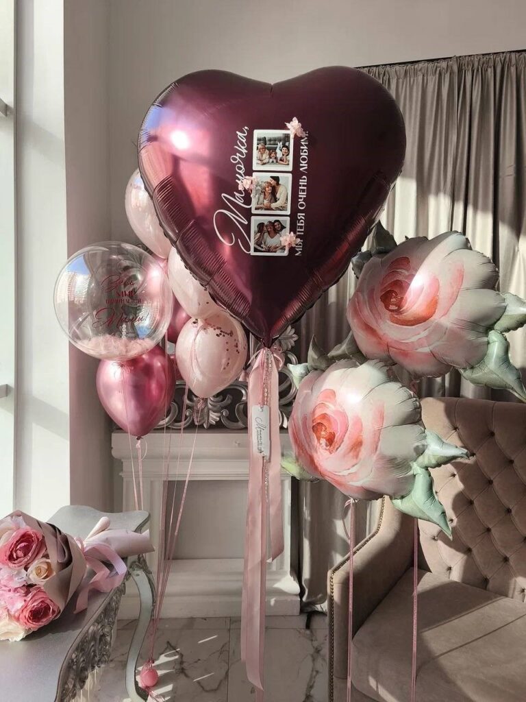 Воздушные шары с гелием Темная вишня