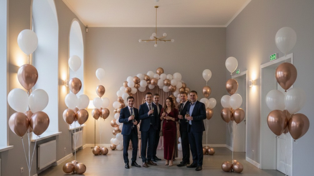 оформление шарами в арендованном зале