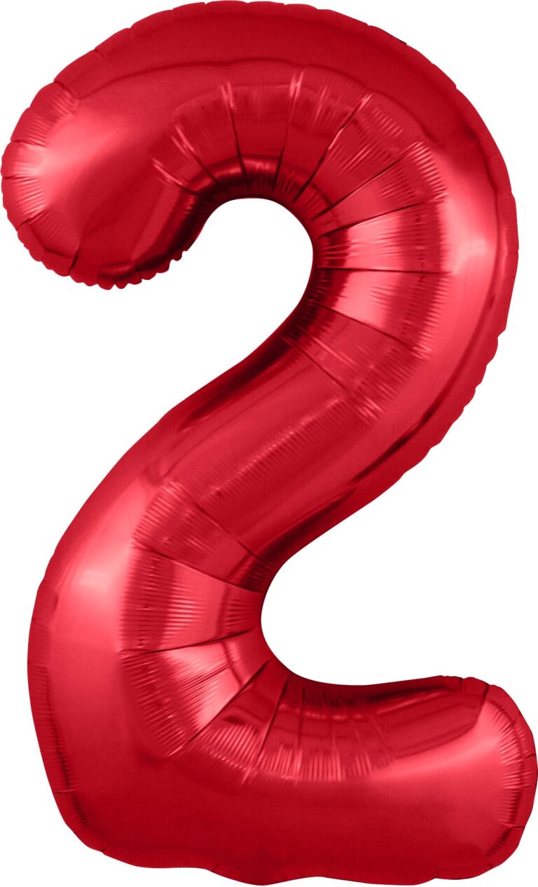 Шар (40''/102 см) Цифра, 2 Slim, Красный (Agura)