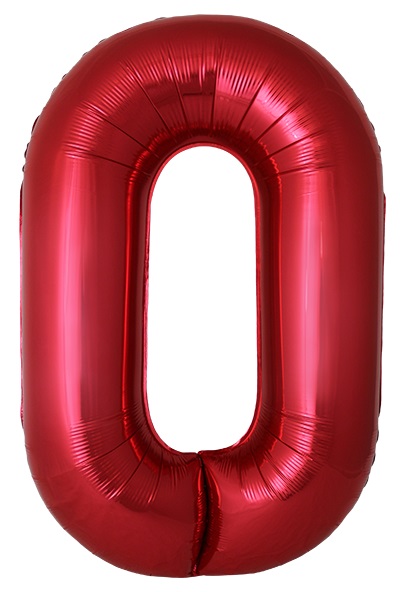 Шар (40''/102 см) Цифра, 0 Slim, Красный, Металлик (Flexmetal)