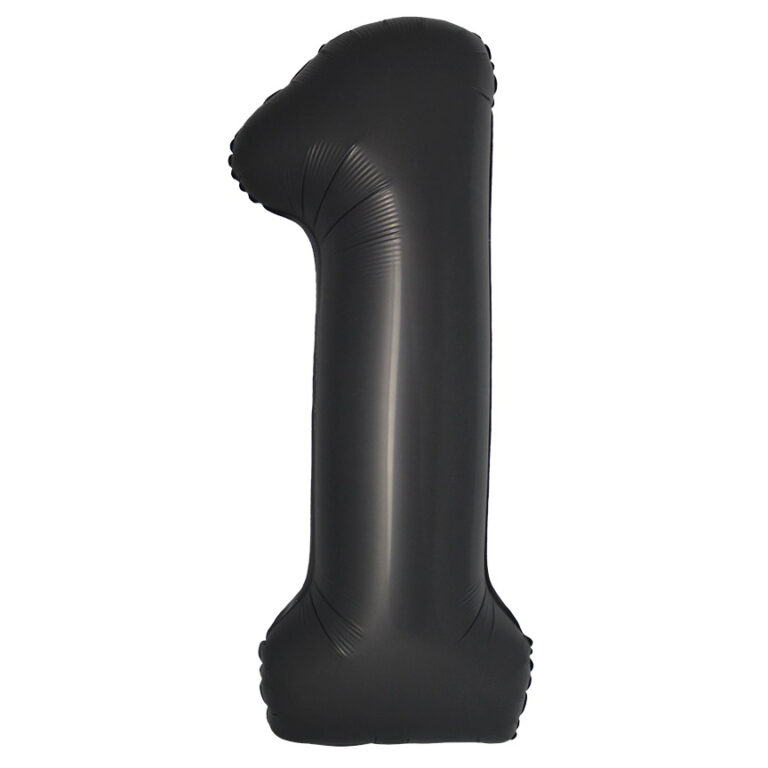 Шар (40''/102 см) Цифра, 1 Slim, Черный, Сатин (Flexmetal)