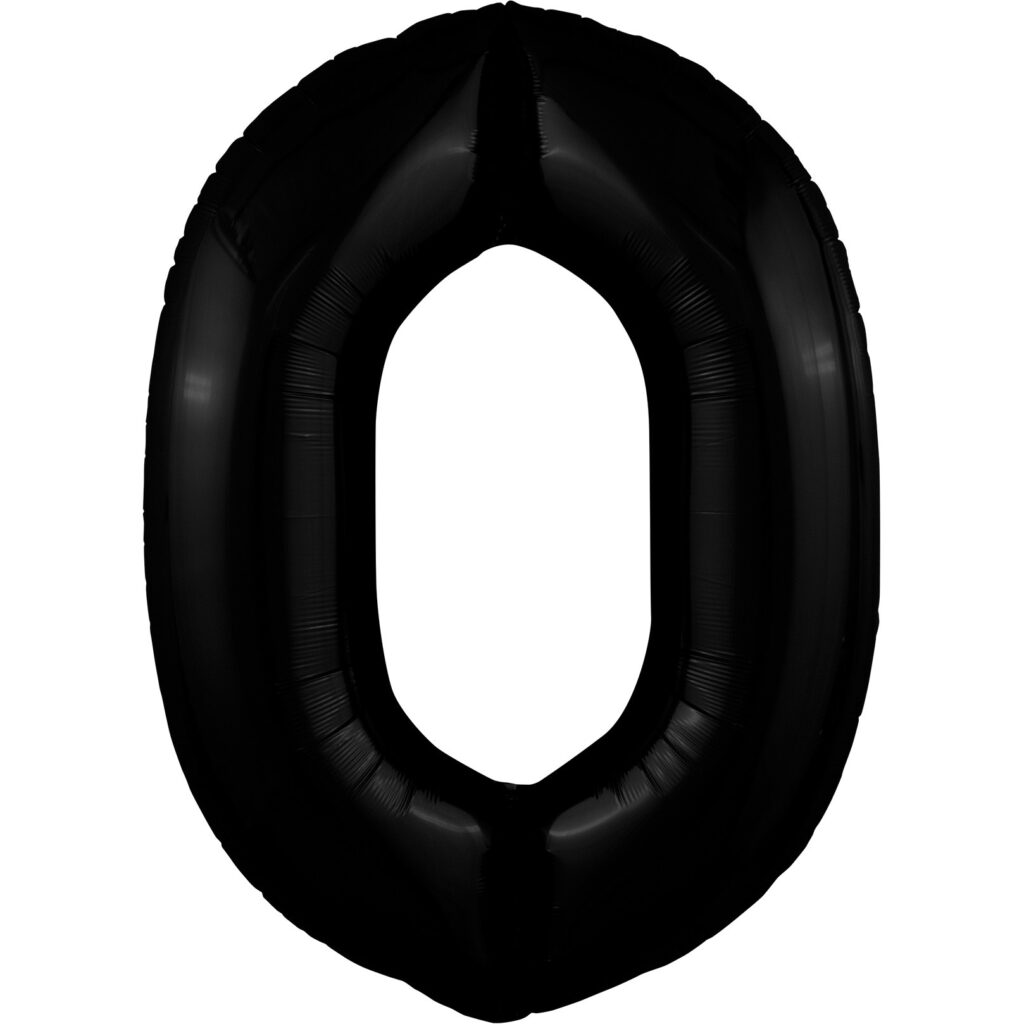 Шар (40''/102 см) Цифра, 0 Slim, Черный блеск (Agura)