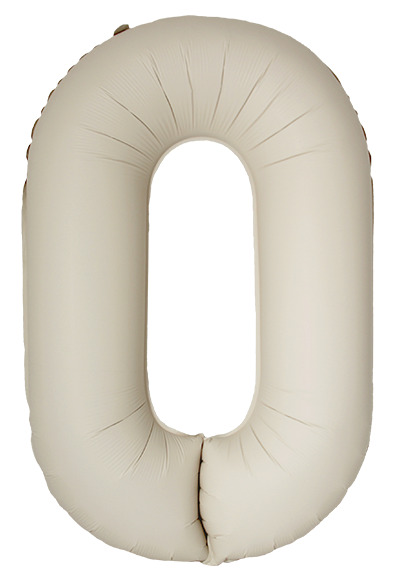 Шар (40''/102 см) Цифра, 0 Slim, Кремовый Латте, Матовый (Flexmetal)