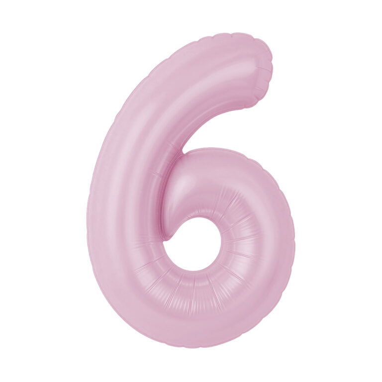 Шар (40''/102 см) Цифра, 6 Slim, Зефирный (Agura)