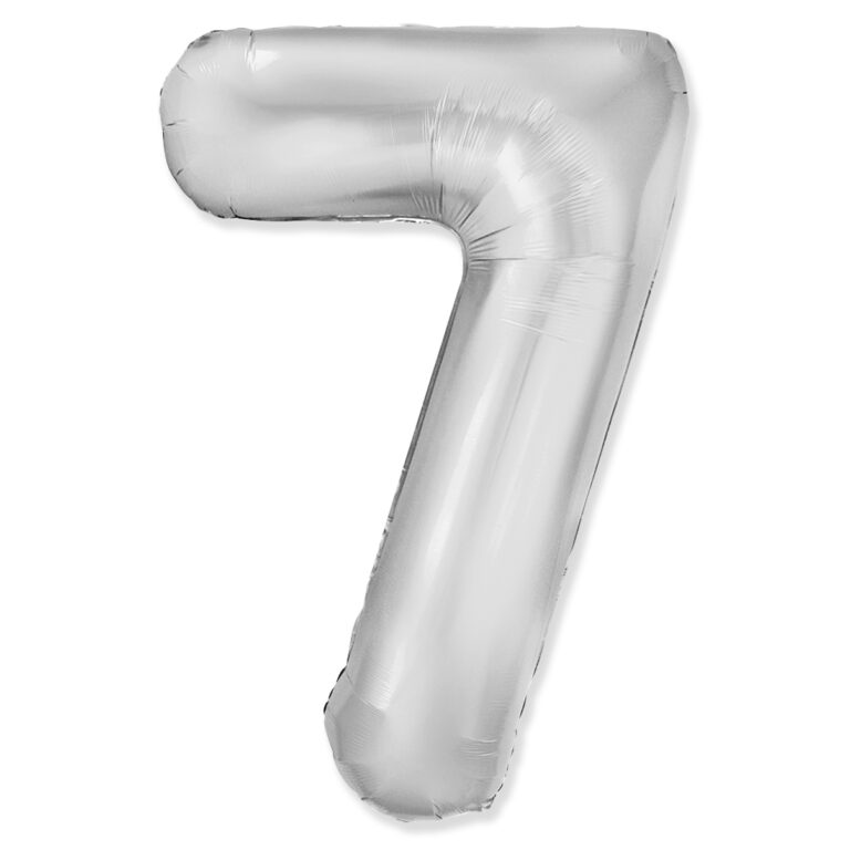 Шар (40''/102 см) Цифра, 7 Slim, Серебро (Flexmetal)