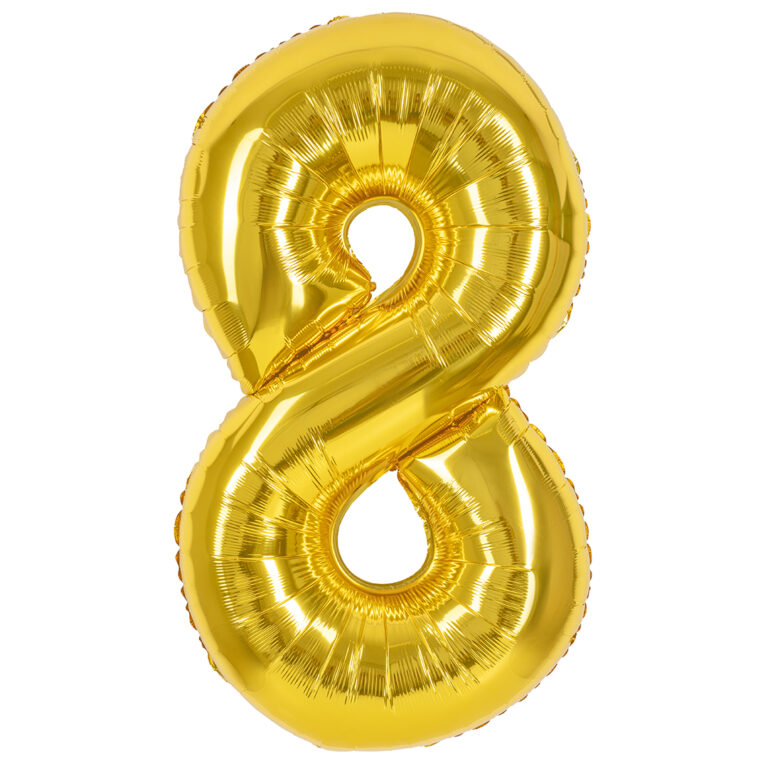 Шар (40''/102 см) Цифра, 8, Золото, Металлик