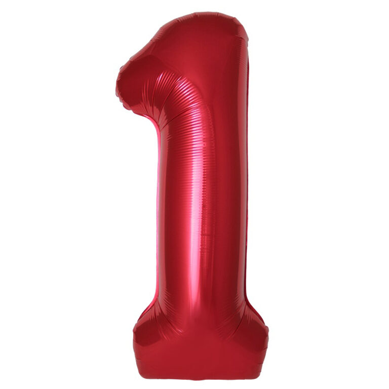 Шар (40''/102 см) Цифра, 1 Slim, Красный, Металлик (Flexmetal)