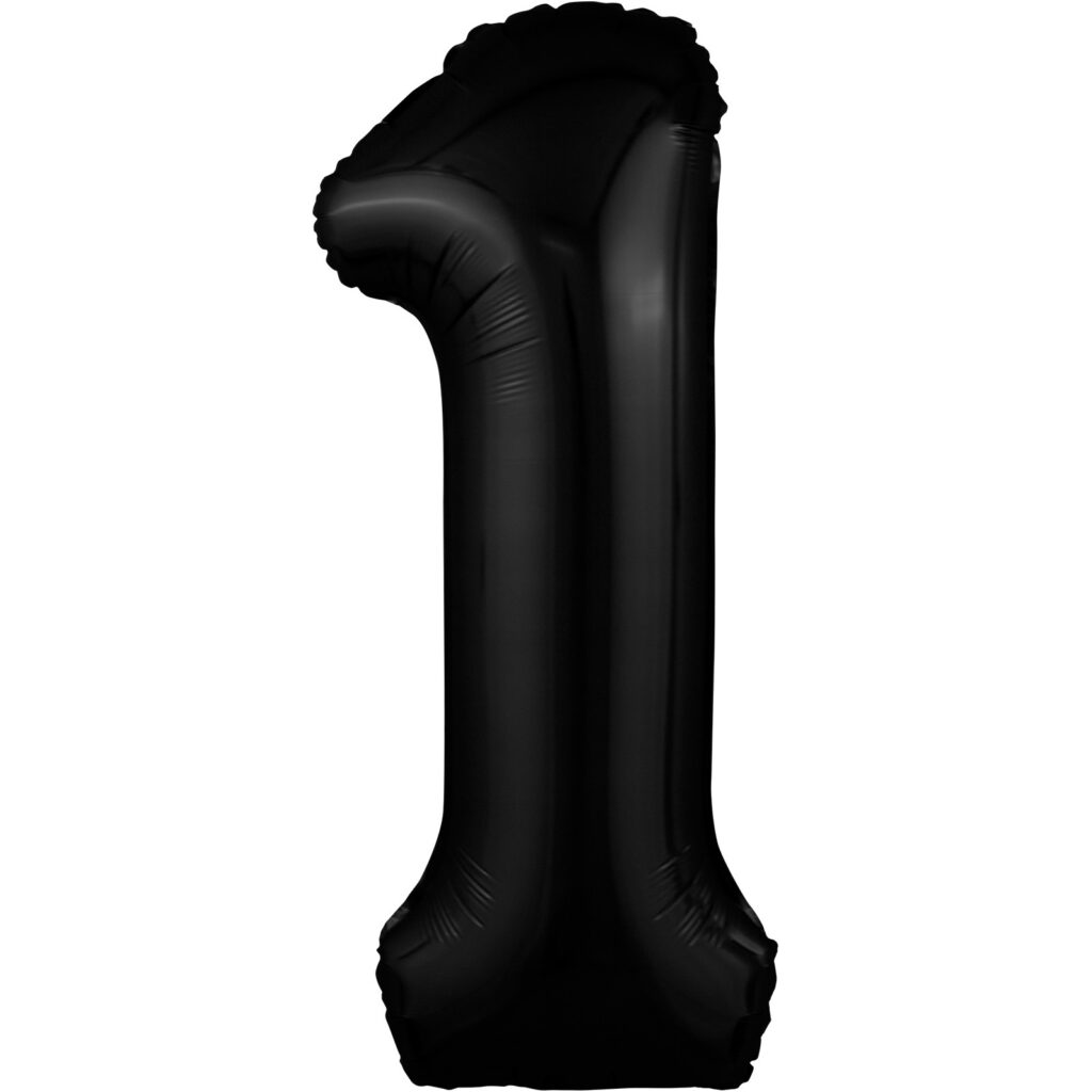 Шар (40''/102 см) Цифра, 1 Slim, Черный блеск (Agura)