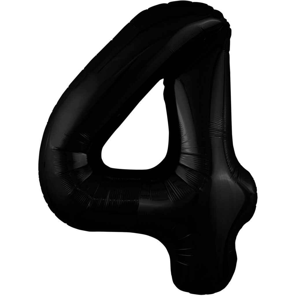Шар (40''/102 см) Цифра, 4 Slim, Черный блеск (Agura)