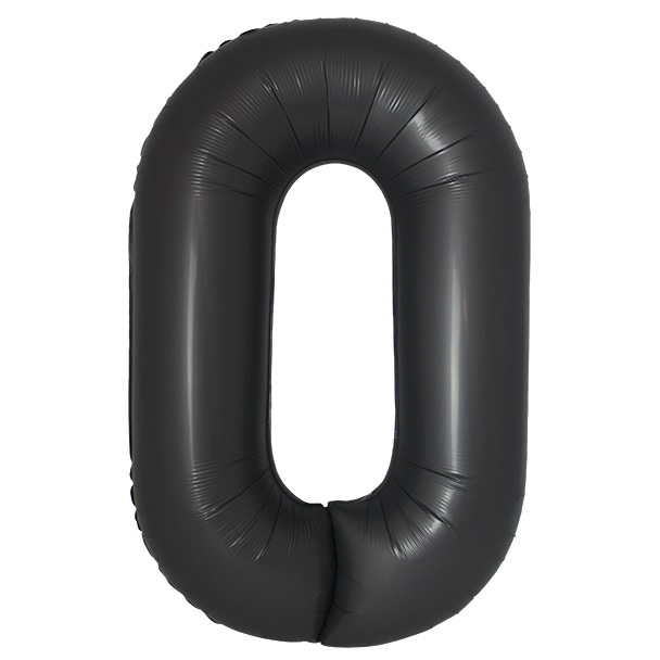 Шар (40''/102 см) Цифра, 0 Slim, Черный, Сатин (Flexmetal)