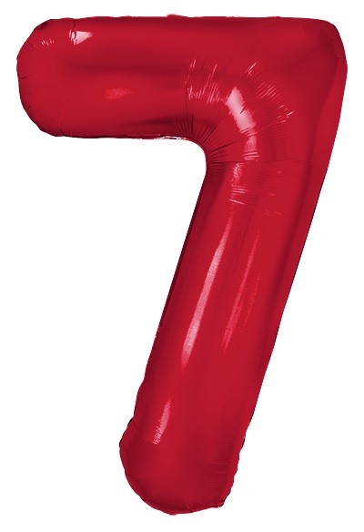 Шар (40''/102 см) Цифра, 7 Slim, Красный, Металлик (Flexmetal)