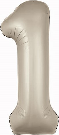 Шар (40''/102 см) Цифра, 1 Slim, Мистик, Кремовый, Сатин (Agura)