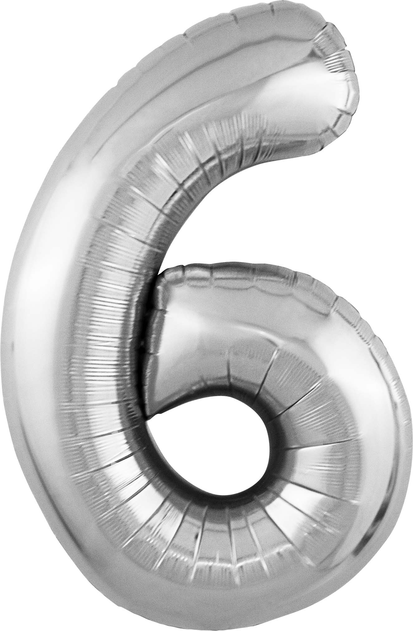 Шар (40''/102 см) Цифра, 6 Slim, Серебро (Agura)
