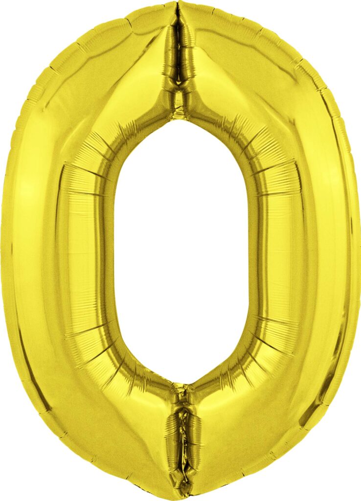 Шар (40''/102 см) Цифра, 0 Slim, Золото (Агура)