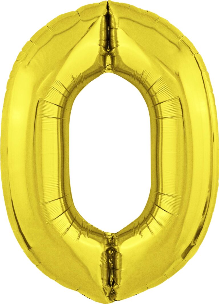 Шар (40''/102 см) Цифра, 0 Slim, Золото (Agura)
