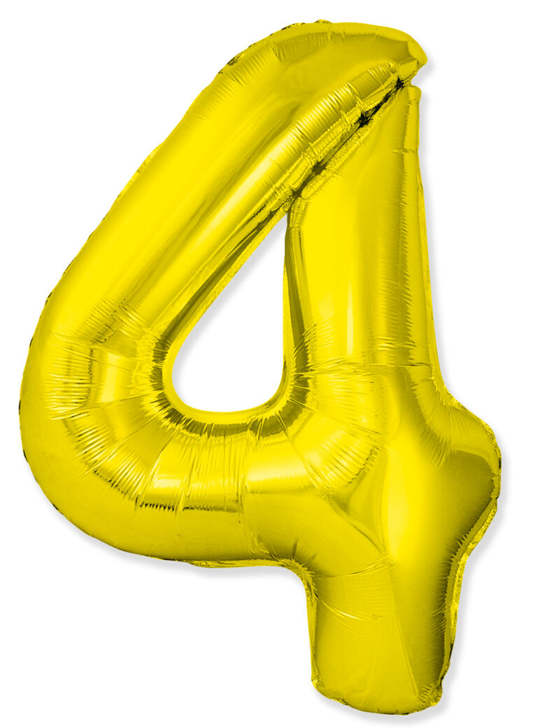 Шар (40''/102 см) Цифра, 4 Slim, Золото (Flexmetal)