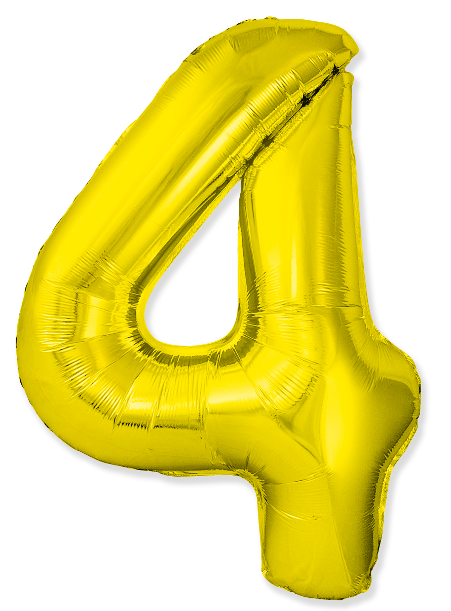 Шар (40''/102 см) Цифра, 4 Slim, Золото (Flexmetal)