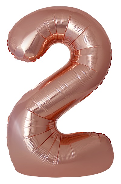 Шар (40''/102 см) Цифра, 2 Slim, Розовое Золото, Металлик (Flexmetal)