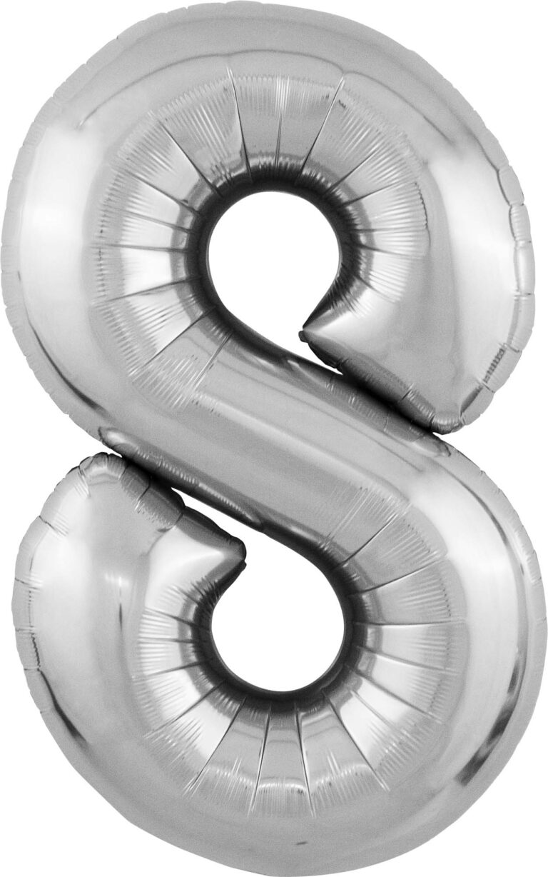 Шар (40''/102 см) Цифра, 8 Slim, Серебро (Agura)