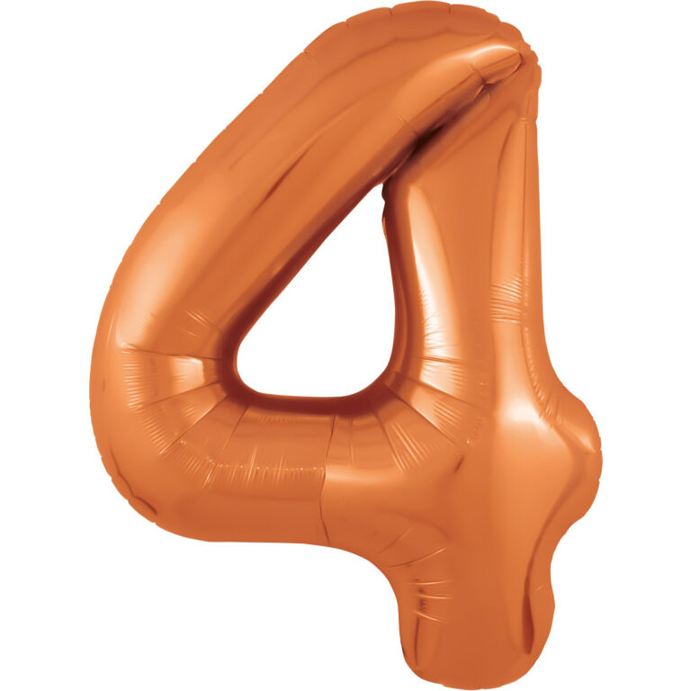 Шар (40''/102 см) Цифра, 4 Slim, Папайя (Agura)