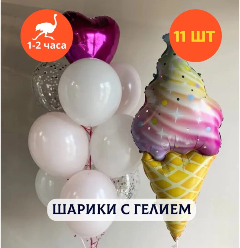 Шарики воздушные на день рождения, воздушные шары с гелием, шары с днем рождения, набор шаров для девочки Сверкающее мороженое