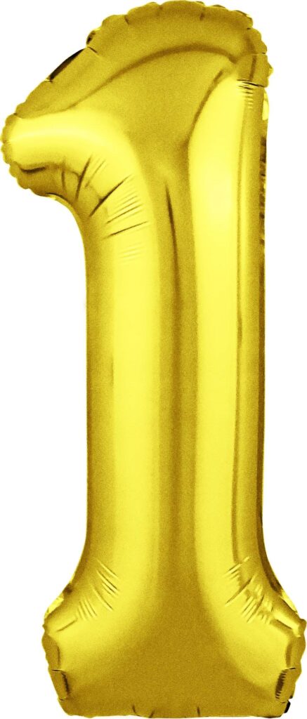 Шар (40''/102 см) Цифра, 1 Slim, Золото (Агура)