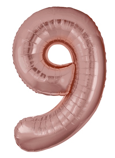 Шар (40''/102 см) Цифра, 9 Slim, Розовое Золото, Металлик (Flexmetal)