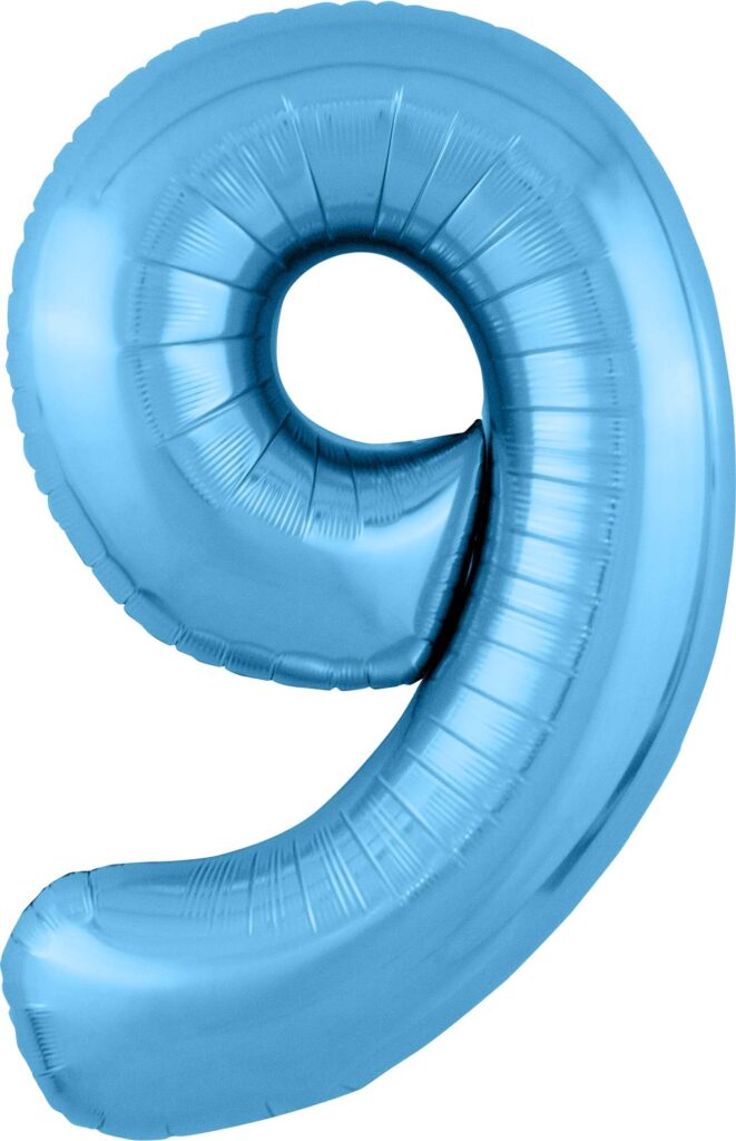 Шар (40''/102 см) Цифра, 9 Slim, Голубой (Agura)