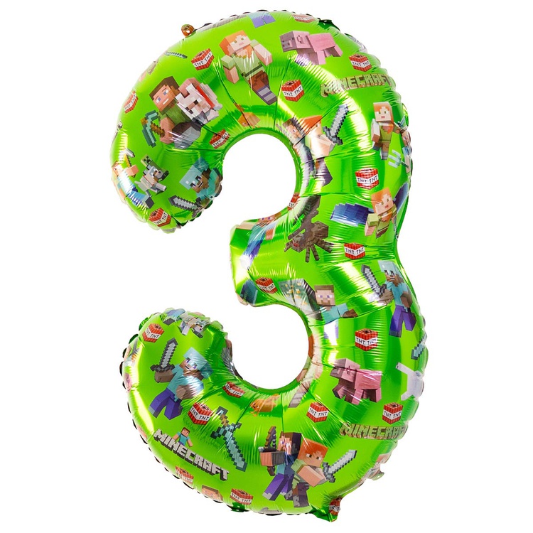 Шар (40''/102 см) Цифра, 3, Человечки пиксельные (Весёлая затея)