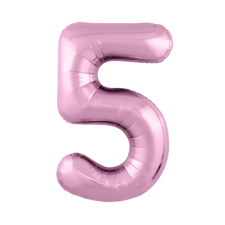 Шар (40''/102 см) Цифра, 5 Slim, Фламинго (Agura)