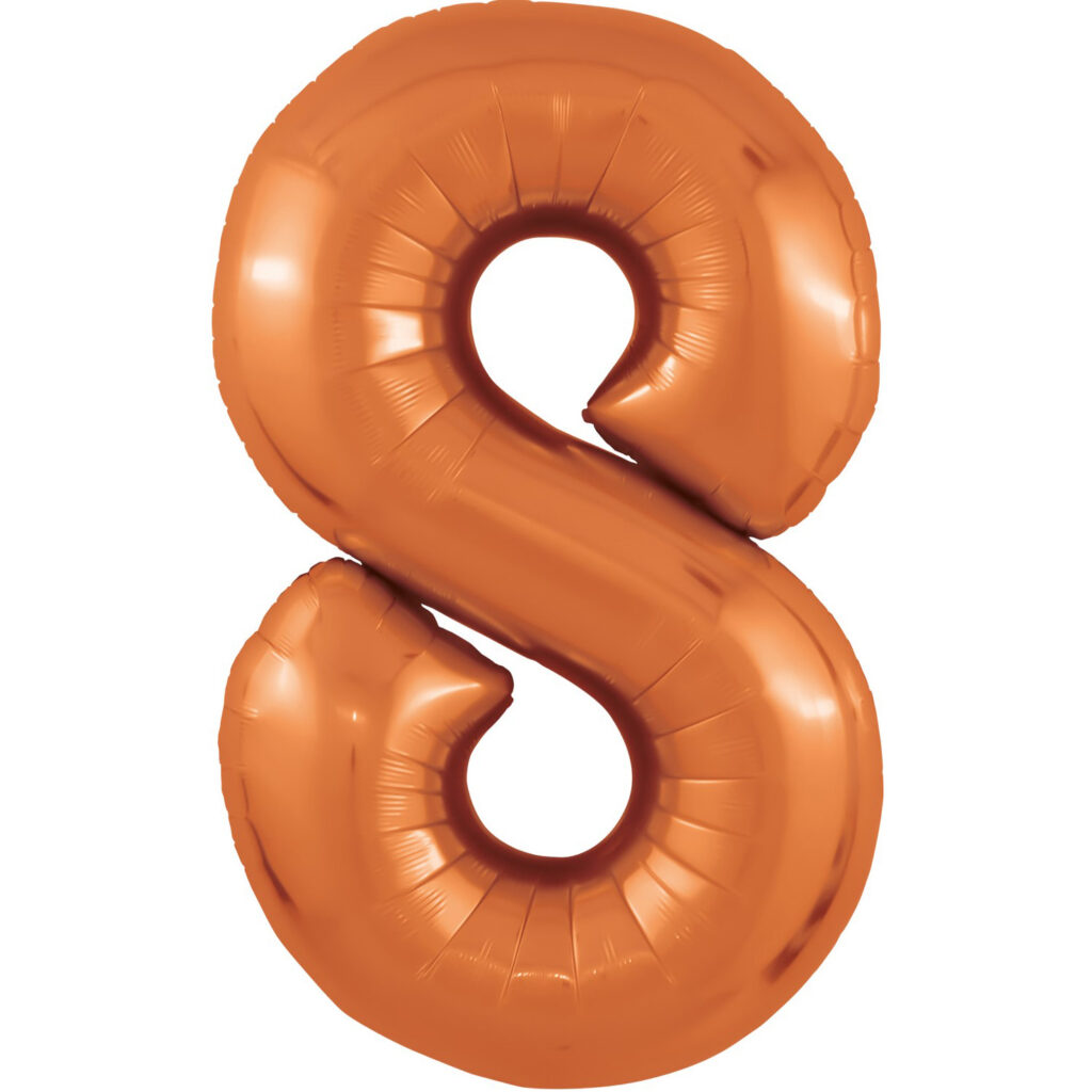 Шар (40''/102 см) Цифра, 8 Slim, Папайя (Agura)
